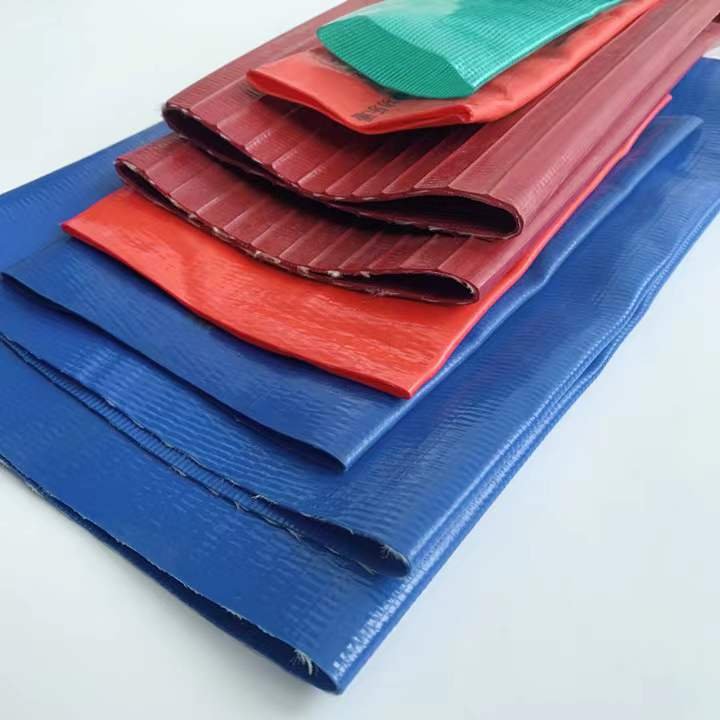 PVC Layflat Hose in blue, red and green colors